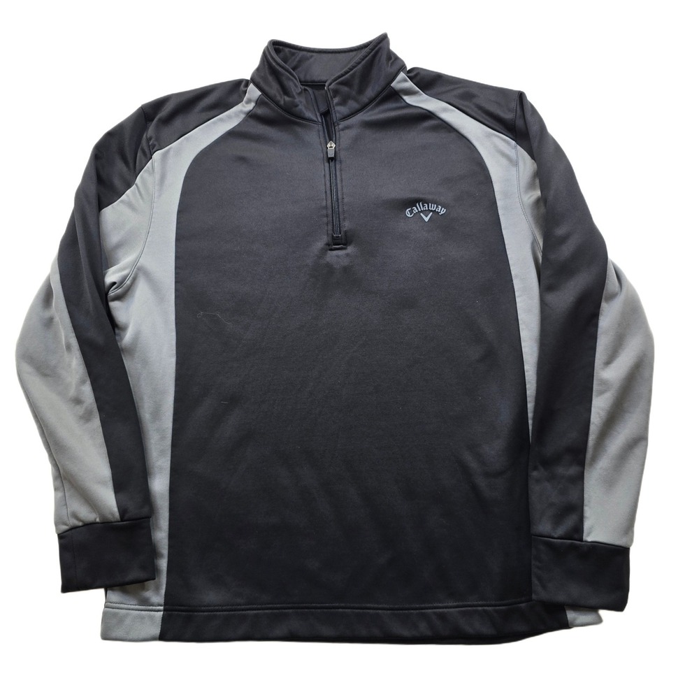 Callaway Golf Quarter Zip Pullover Mens XL Black‎ Gray Fleece Lined Jacket